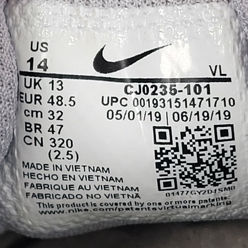 Nike Alpha Huarache 7 Pro TF Lax Men's White Gray Shoes CJ0235-101 US Sz 14 NWB - Picture 10 of 10